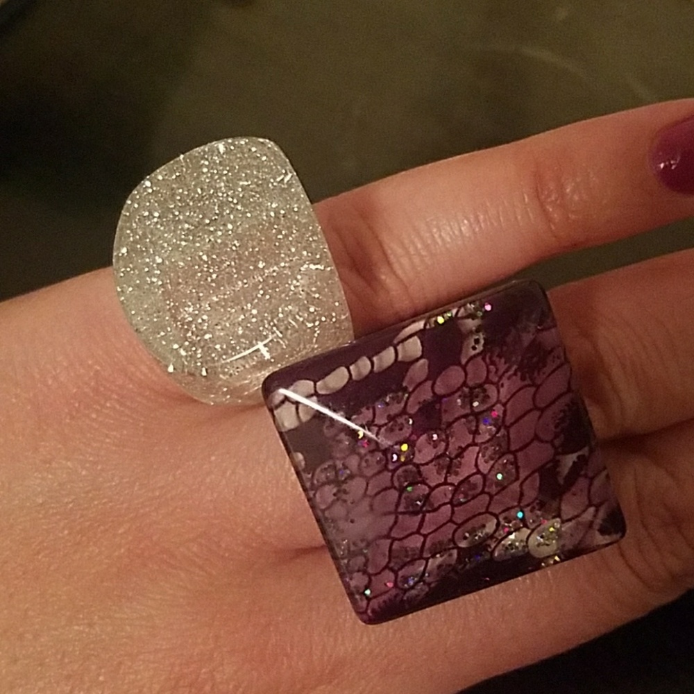 Sparkly plastic rings